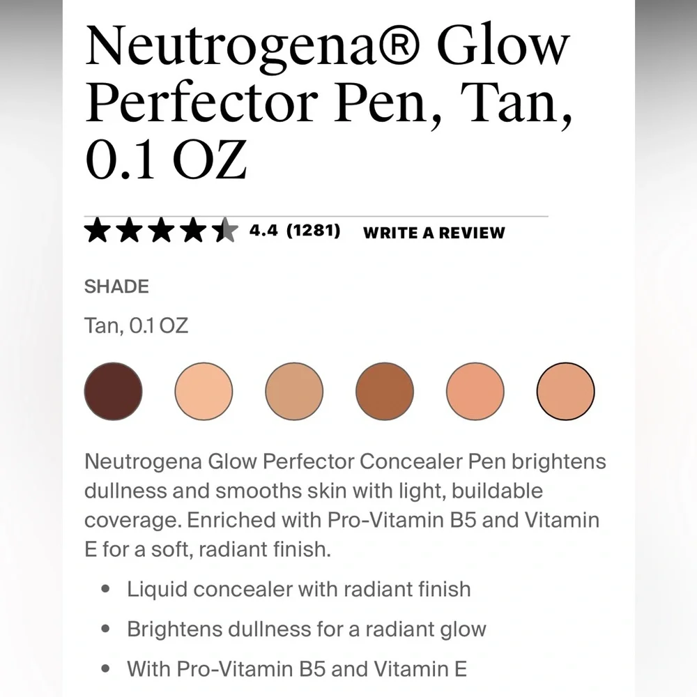 🔴 4/$15 Neutrogena® Healthy Skin Glow Perfector Concealer Pen in Tan, 0.1 OZ